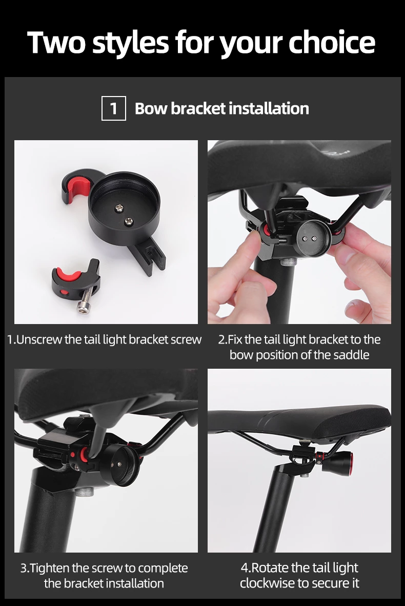 Zadnja kolesarska luč z inteligentnim zavorjenjem Rockbros Q5, črna