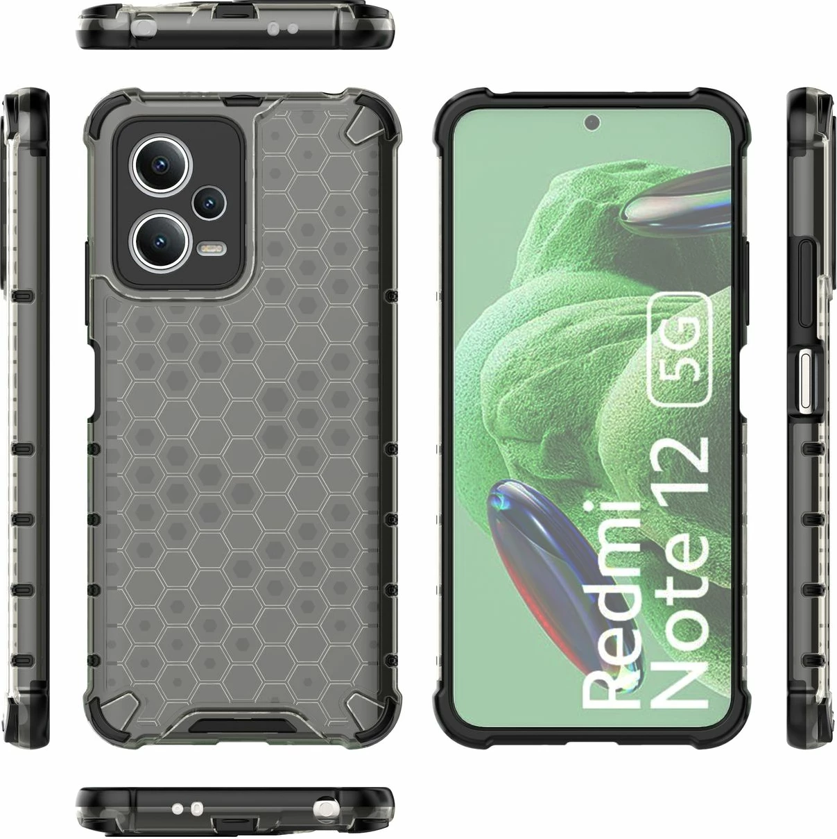 Ovitek za telefon Honeycomb Hurtel za Xiaomi Redmi Note 12 5G / Poco X5 5G, črn