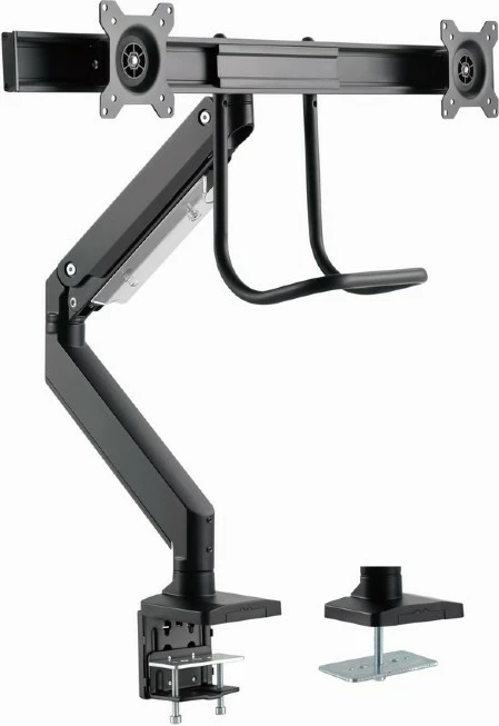 Nosilec za mizo za 2 monitorja do 32" in prenosnik do 17,3", črn Gembird MA-DA2-04