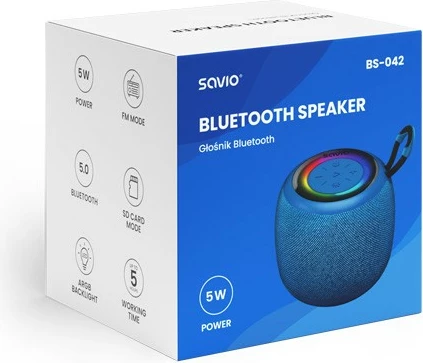 Prenosni zvočnik Savio BS-042, Bluetooth 5 W, moder