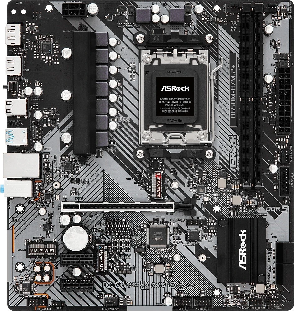 Plošča ASRock B650M-H/M.2+, micro ATX, plošča amë