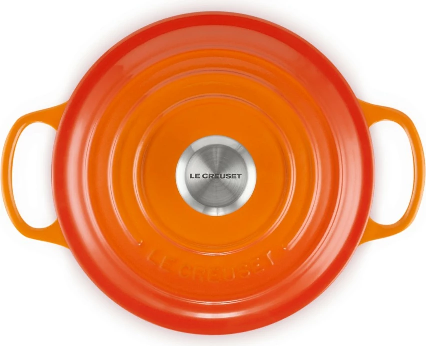 Okrogel lonec iz emajliranega litega železa 18 cm, Le Creuset Signature, oranžen