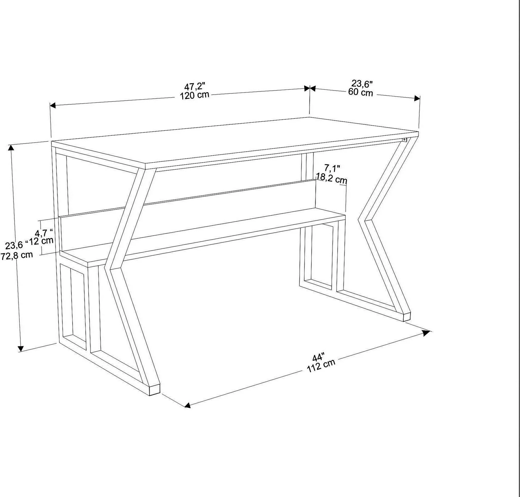 Tavola za študij Skye Decor Wake, bela