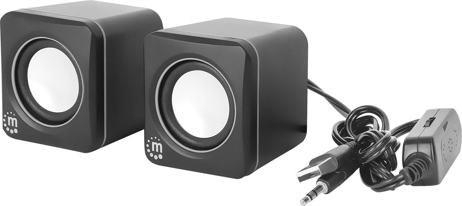 Stereo zvočniki Manhattan 2600 Series, USB, 2x3W, za PC/laptop, črno/sivi