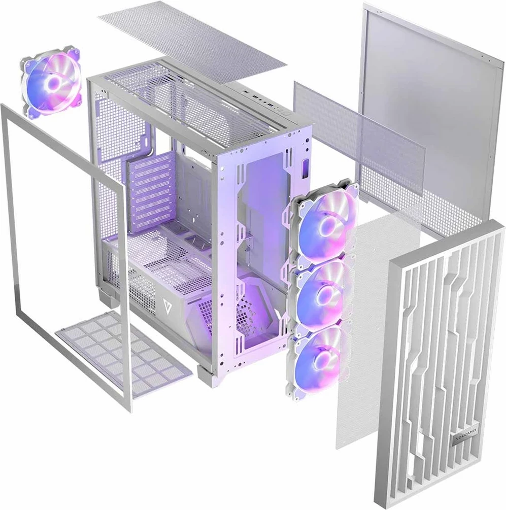Ohišje z ARGB osvetlitvijo MODECOM VOLCANO PERUN APEX MIDI, belo