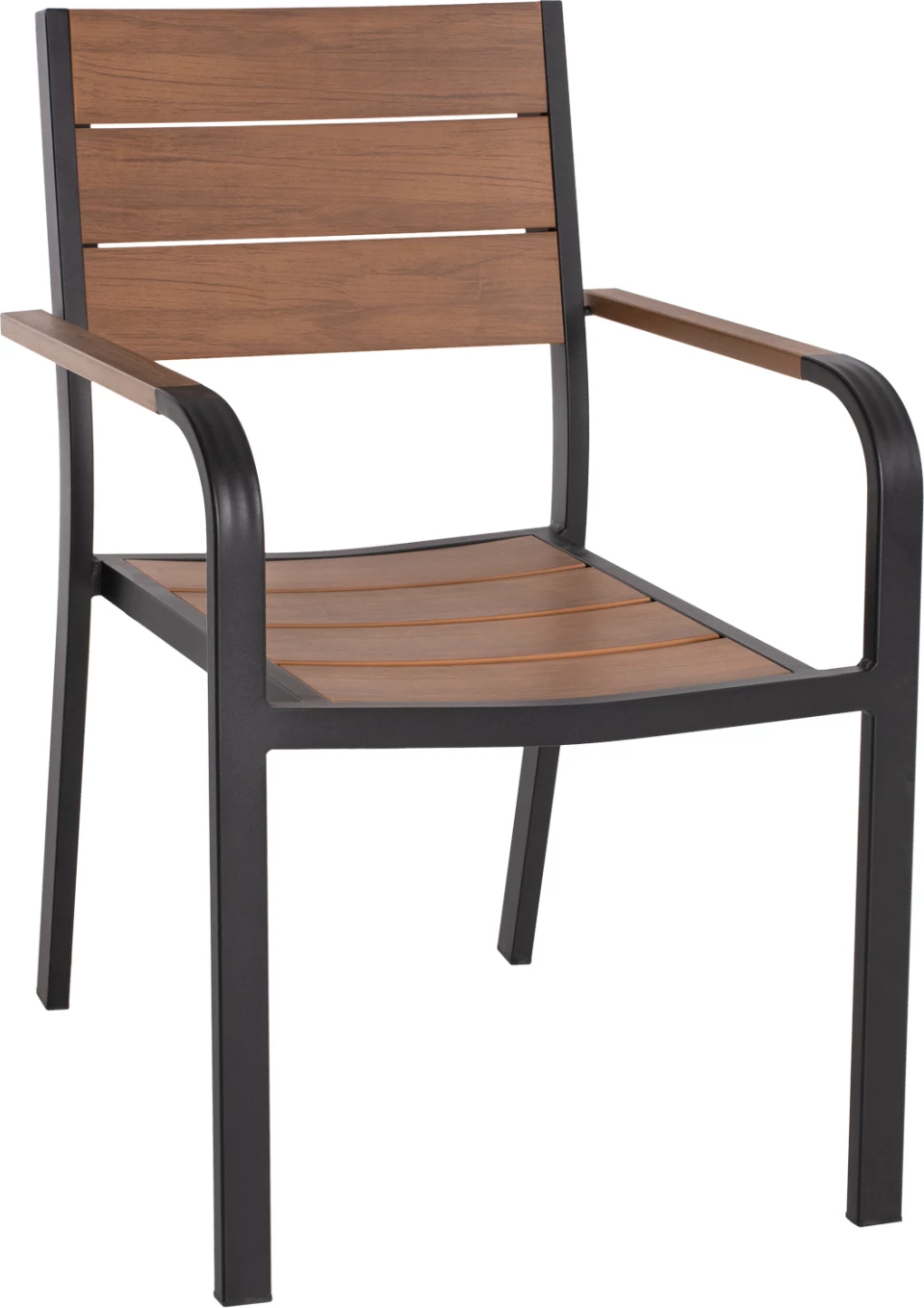 Aluminijasti naslanjač SAGA FH5127.03 črn s sedežem in naslonjalom iz polilesa 56x55x85,5Hcm