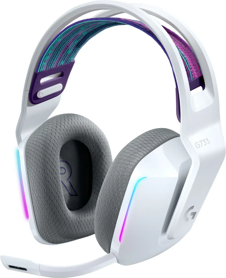 Brezžične slušalke Logitech G G733, RGB, z boom mikrofonom, bele
