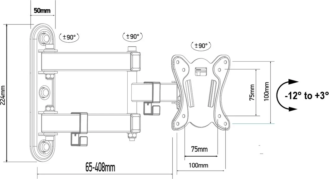Stenski nosilec za TV Maclean MC-417, 13–32", črn