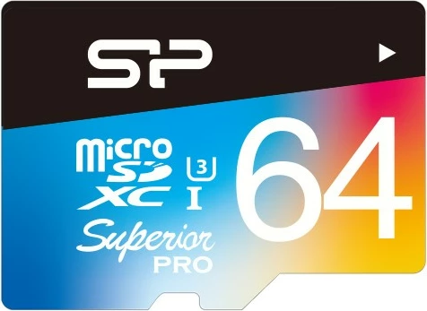 MicroSDXC 64GB Superior Pro, Class 10, UHS-III, večbarven Silicon Power