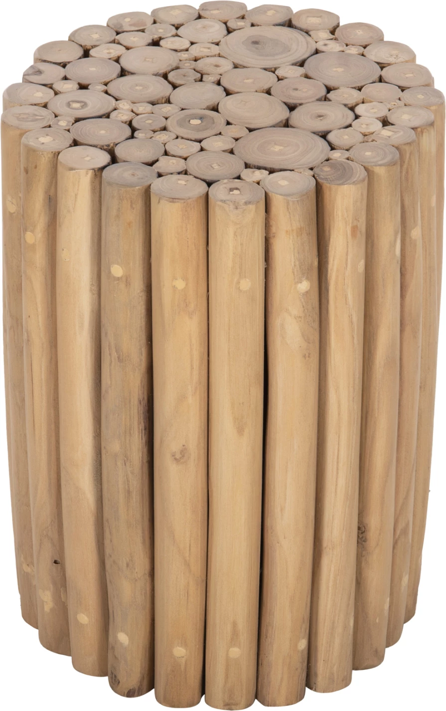 Okrogla stranska miza COOTER FH9866 iz vej tikovine v naravni barvi Φ29,5x40,5H cm