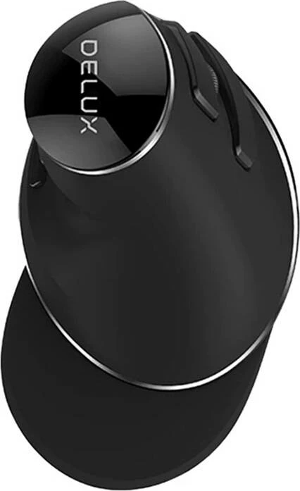 Ergonomski vertikalni brezžični miška Delux M618PD, 4200 DPI, črno-bela