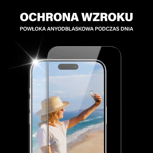 Zaščitno steklo Ultra-Wide Fit PanzerGlass za iPhone 15 Pro, proti bleščanju, filtriranje modre svetlobe, modro