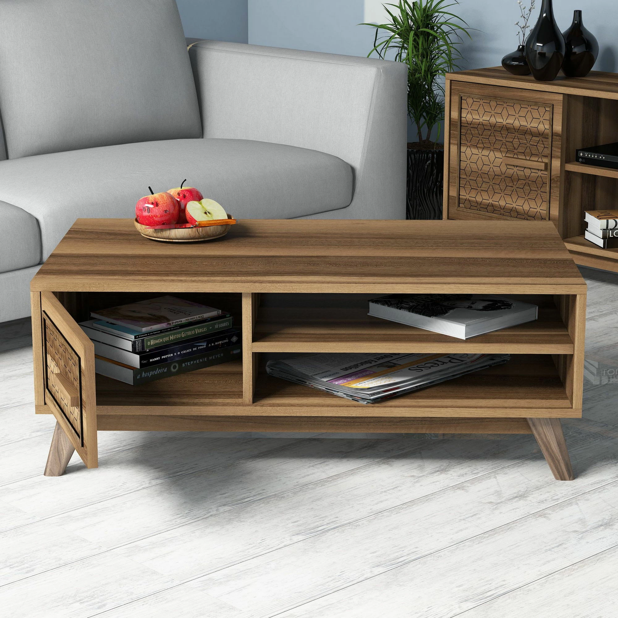 Set pohištva za dnevno sobo, oreh, Ayla, Hanah Home