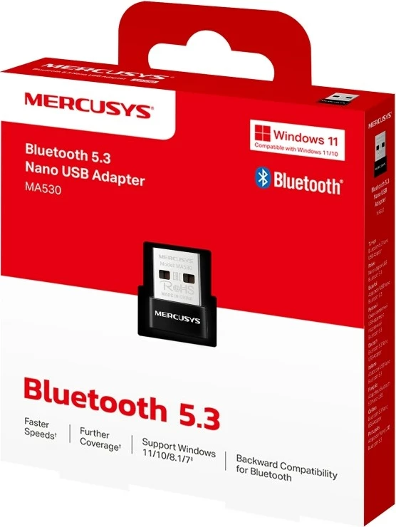 Bluetooth adapter MERCUSYS MA530, Nano USB, 5.3, črn