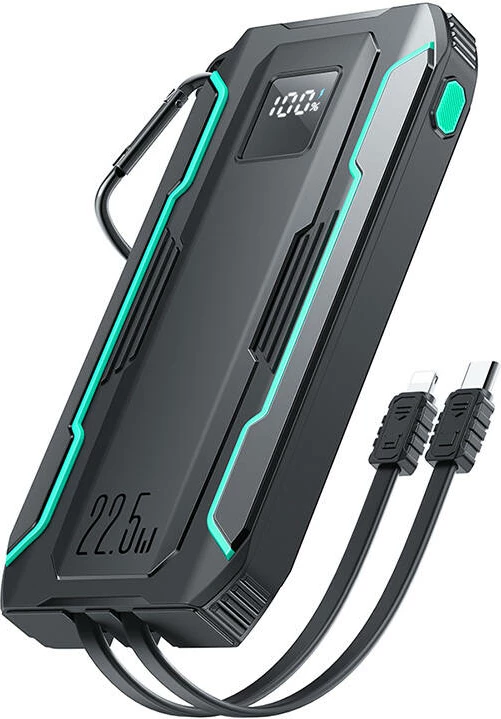 Powerbank Joyroom JR-L017, 10.000 mAh, 22,5 W, z Lightning in USB-C kablom, črn