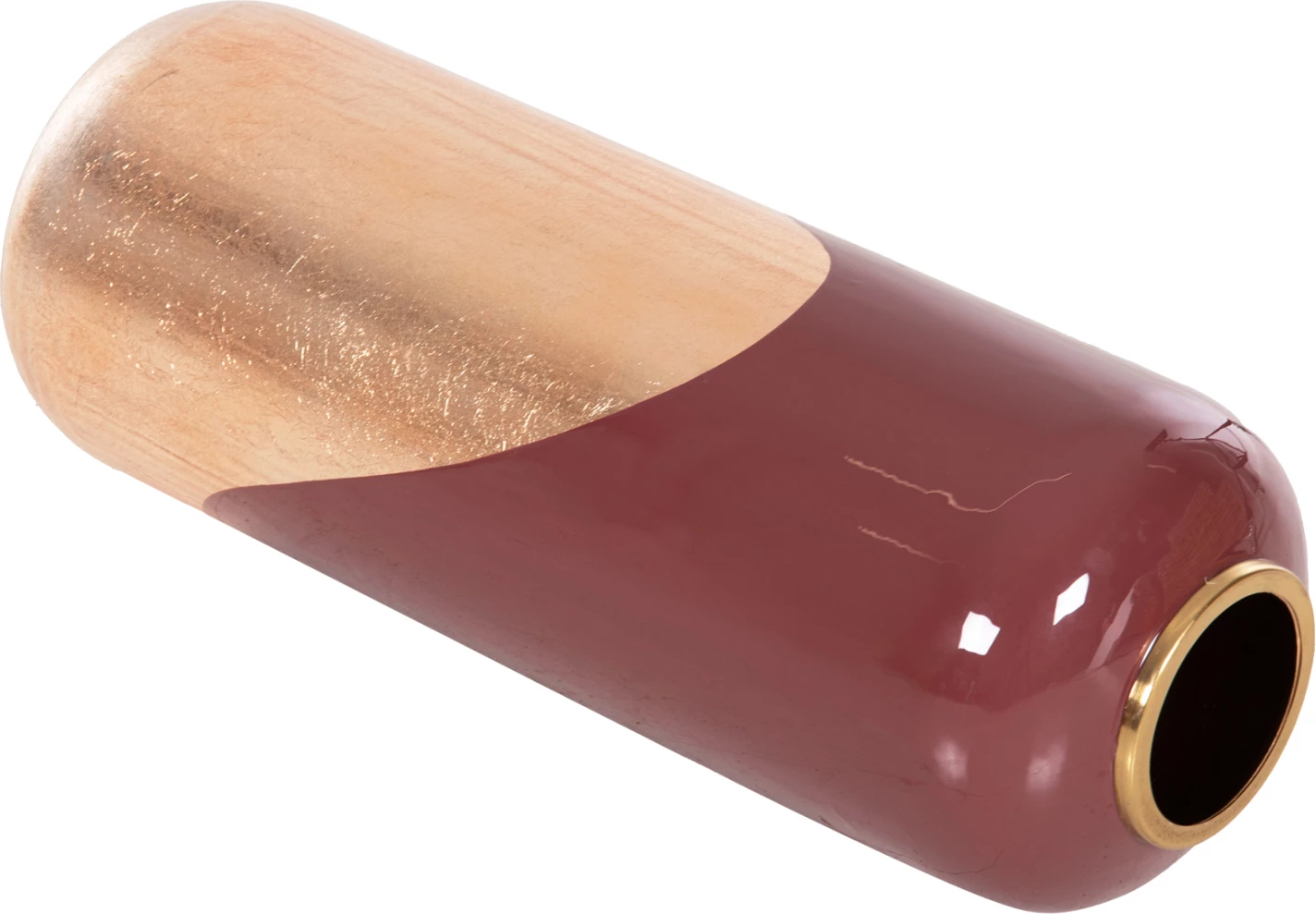 Dekorativna talna vaza RAKSASA FH4232.06 kovinska v češnjevo rdeče-zlati biser Φ24x69Hcm