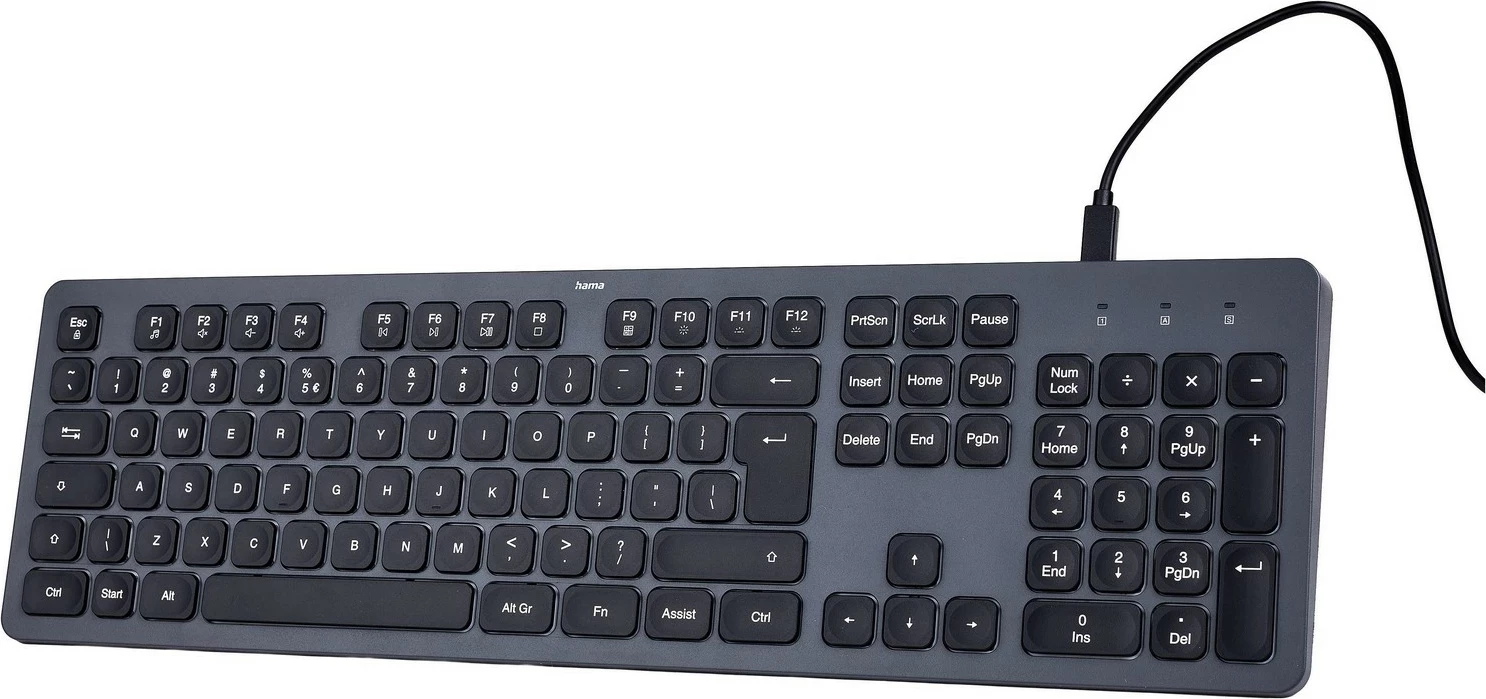 Tipkovnica Hama CK-400, 105 tipk, USB, črno-siva