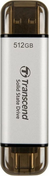 Zunanji SSD 512GB Transcend ESD310S, USB 3.2 Gen 2, Type-C/Type-A, srebrn