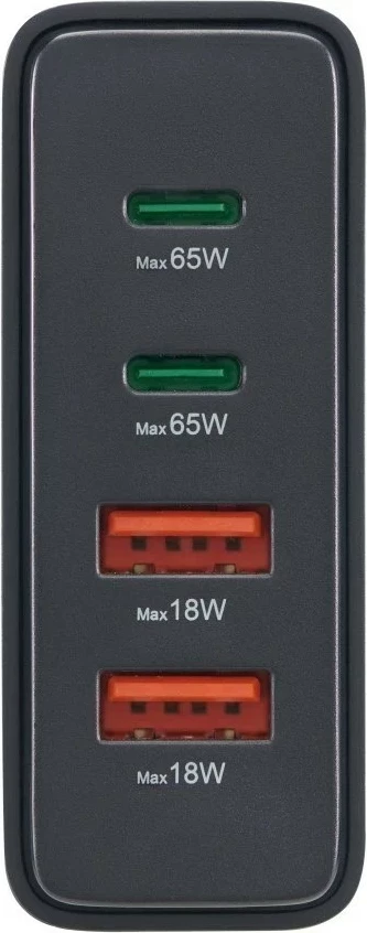 Univerzalni polnilnik GaN 65W, Hama, 2x USB-C, 2x USB-A, črn