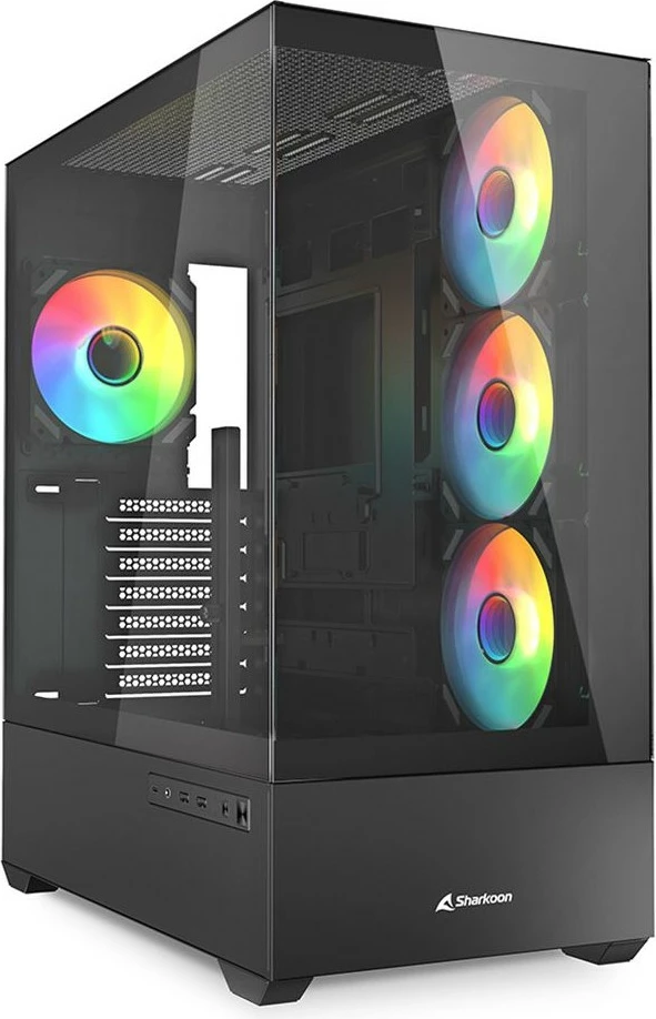 Ohišje Sharkoon AK6 RGB ATX, 1x steklo, črno