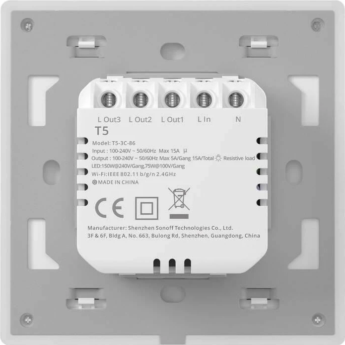 Pametno stikalo Sonoff TX T5 4C, WiFi, belo