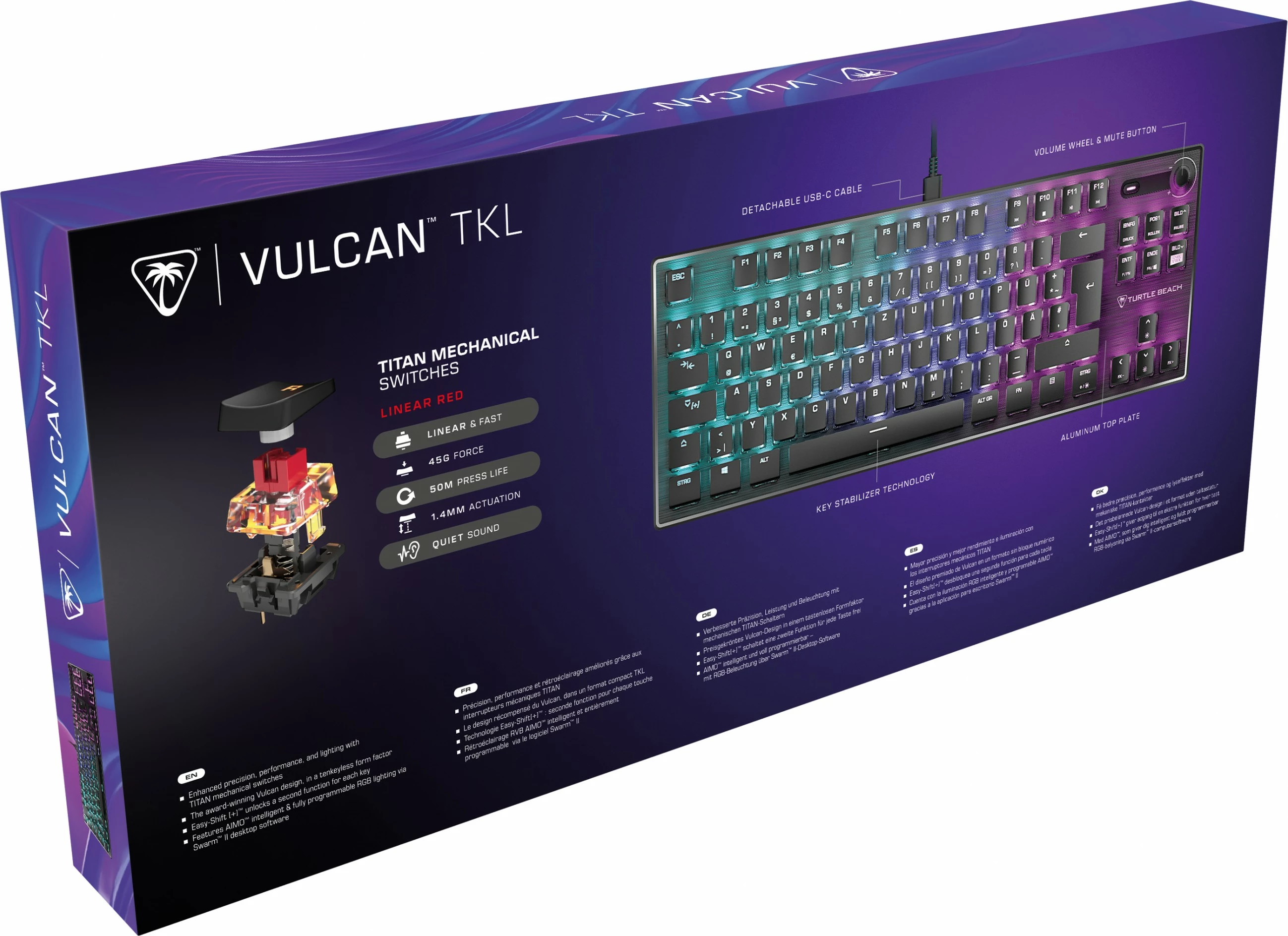 Mekančna tipkovnica Vulcan TKL, RGB, QWERTZ, črna - Turtle Beach