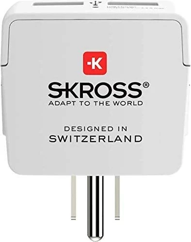Potovalni adapter za Evropo - UK s USB, SKROSS, bel