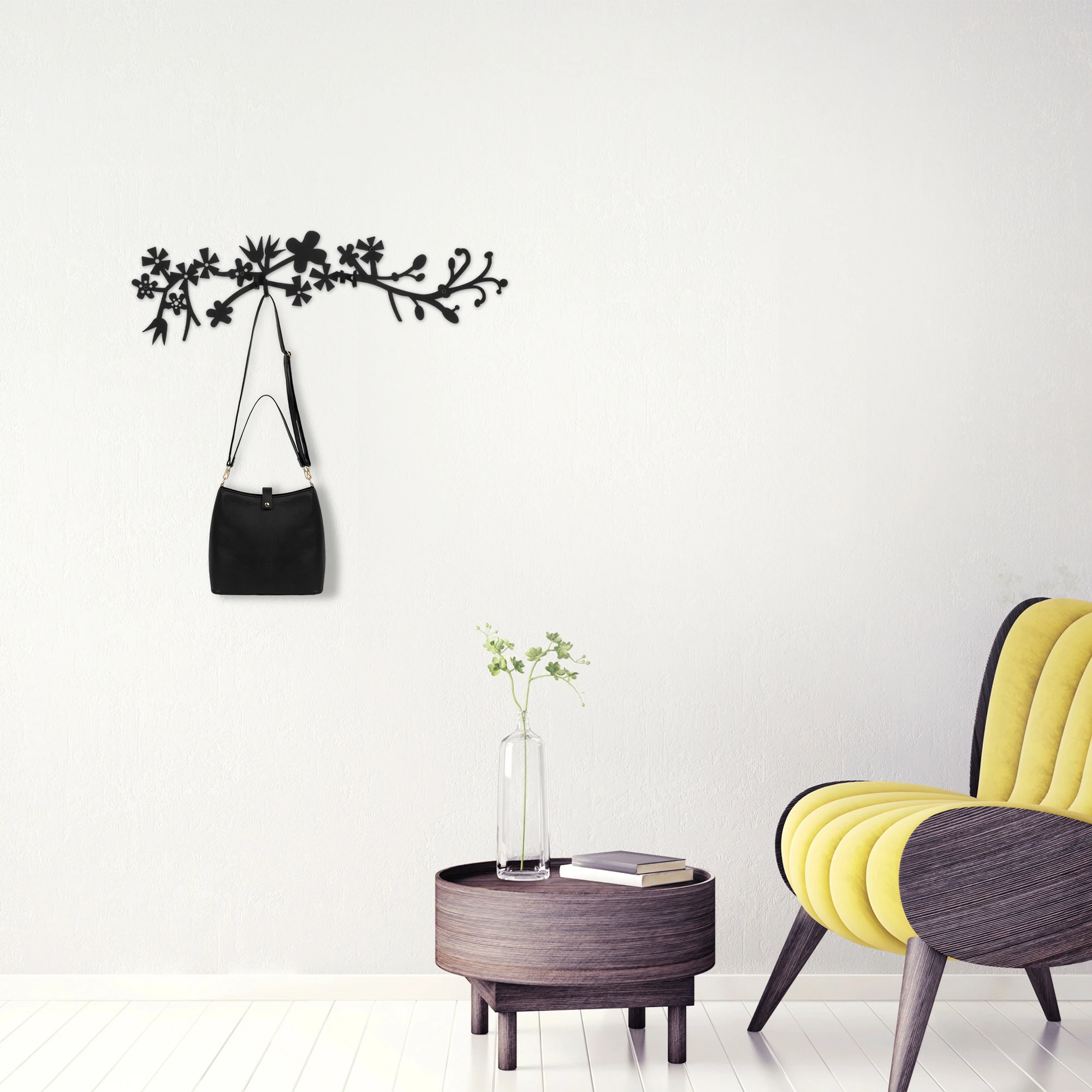 Stenski kovinski obešalnik, Wallity Bahar WSH-018, črn