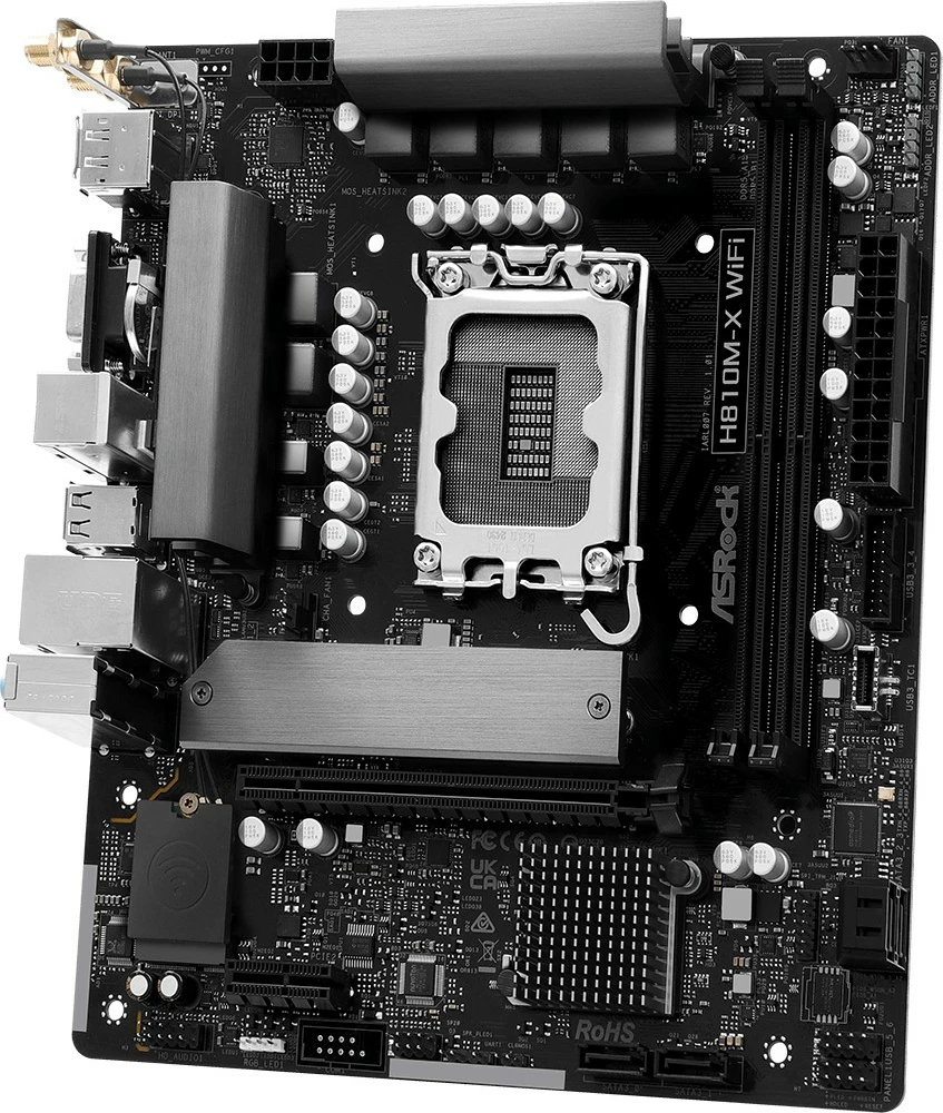 Plošča ASRock H810M-X WiFi micro ATX, Intel H810, WiFi, Bluetooth, črna