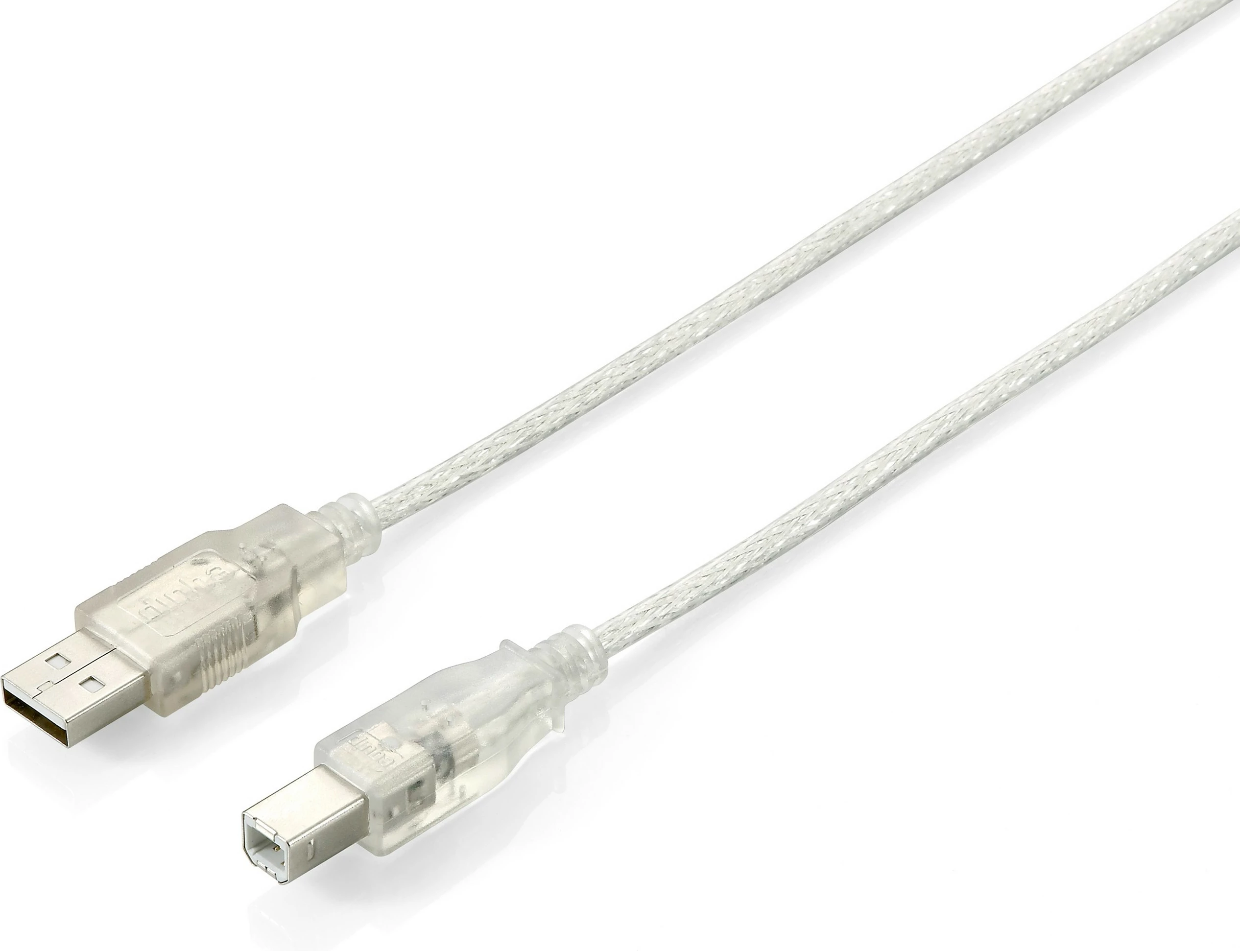 USB kabel 2.0, 3 m, Type A na Type B, prozorno/srebrno Equip