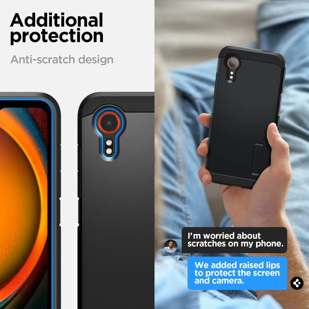 Ovitek za telefon Tough Armor Spigen za Samsung Galaxy XCover 7, črn