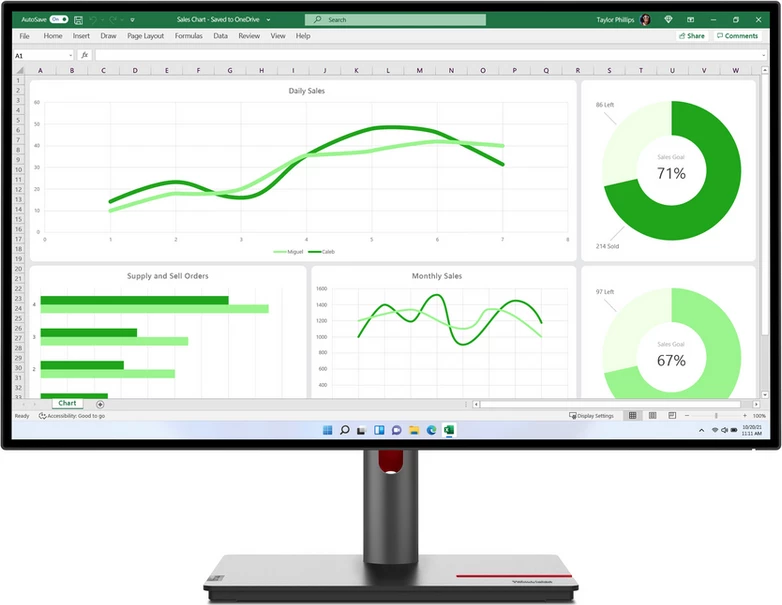 Monitor z ozkim okvirjem Lenovo 63A2GAT1EU, črn