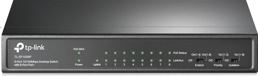 Profesionalni switch z 8 PoE+ priključki, 10/100 Mbps, črn TP-Link