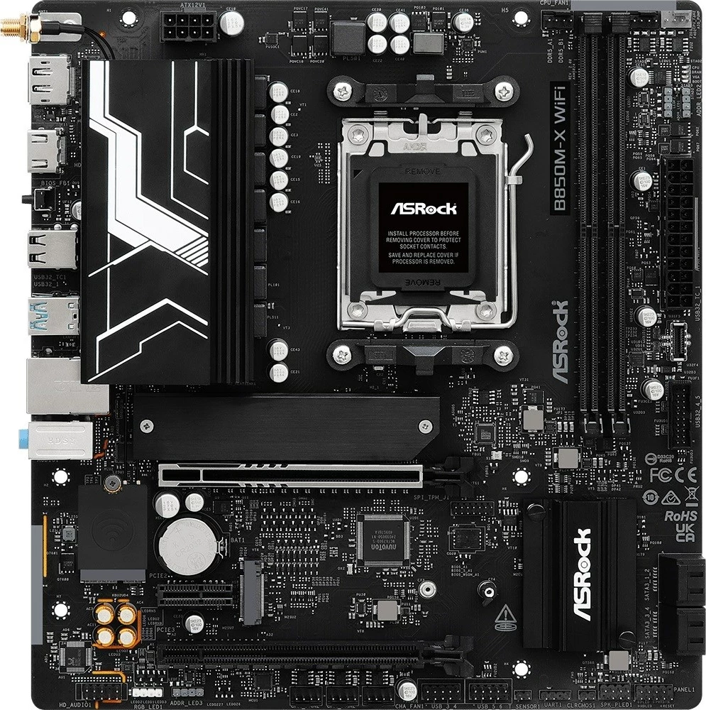 Micro ATX matična plošča, Asrock B850M-X WiFi R2, Socket AM5, črna