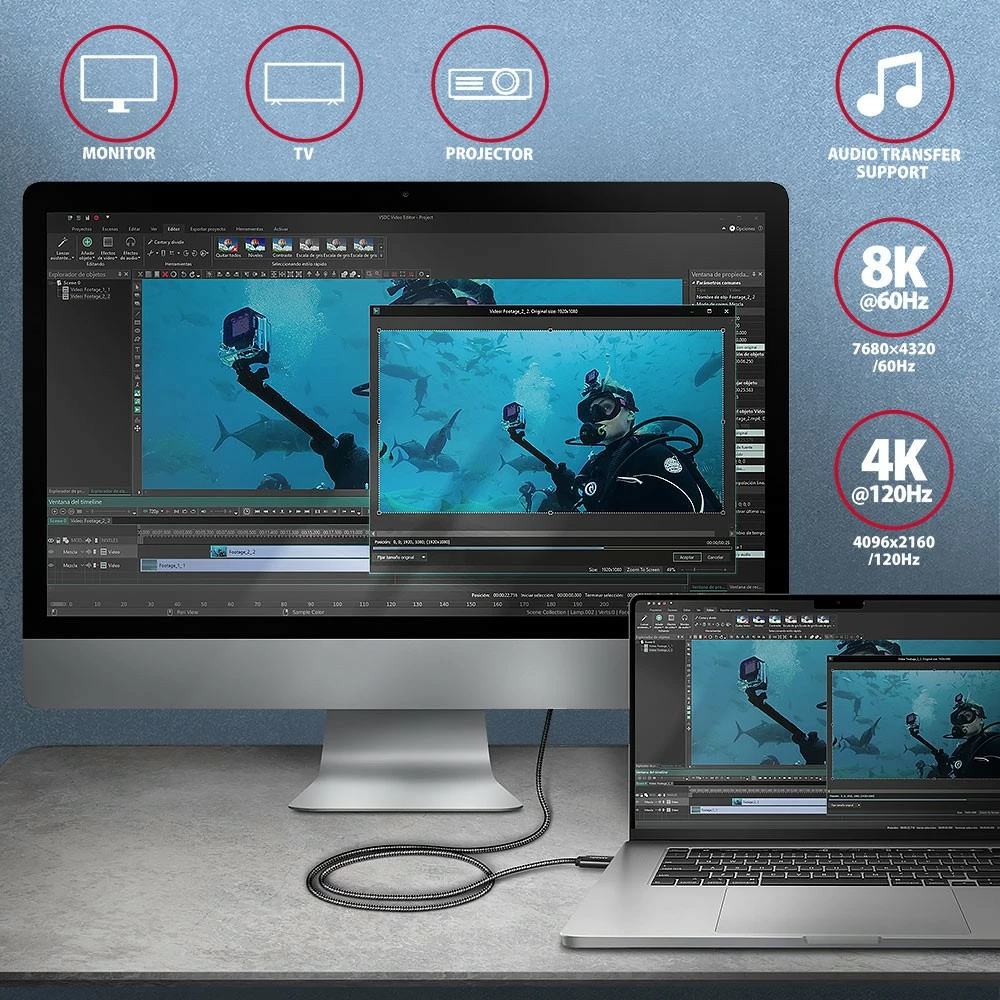 USB-C na USB-C kabel AXAGON BUCM4X-CM10AB, 1 m, USB4 Gen 3x2, 240W, 8K, črn