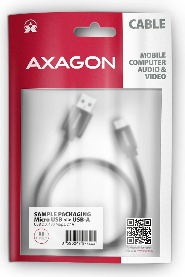 Micro USB kabel za hitro polnjenje in prenos podatkov AXAGON BUMM-AM15AB, 1,5 m, USB 2.0, 2,4 A, črn
