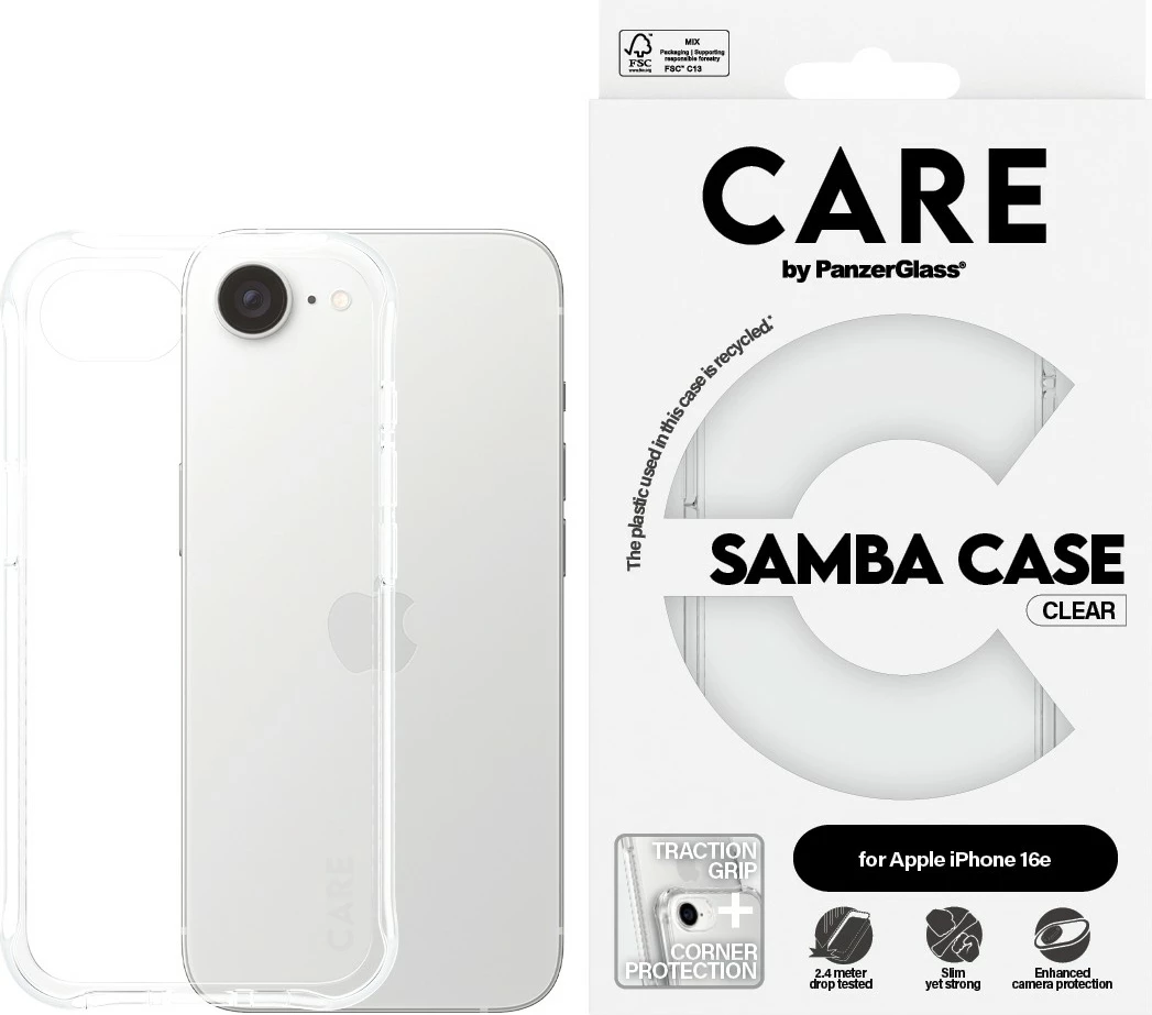 Prozoren ovitek PanzerGlass CARE Case Samba za iPhone 16e