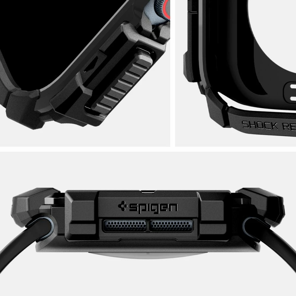 Ovitek Rugged Armor Spigen za Apple Watch 10, 42 mm, črn