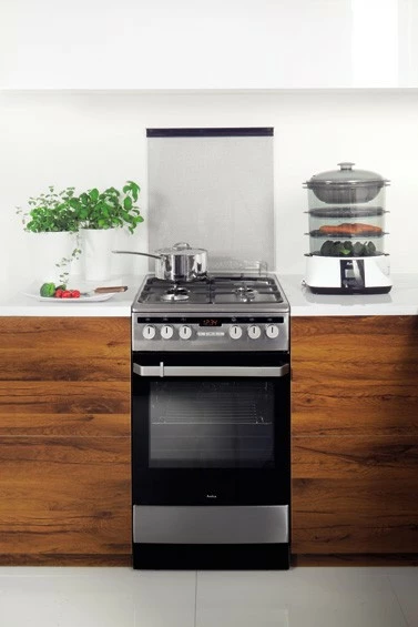 Parnik za zdravo kuhanje Amica PT3011 Lunaris, 3,3 L, 3 posode, bel/črn