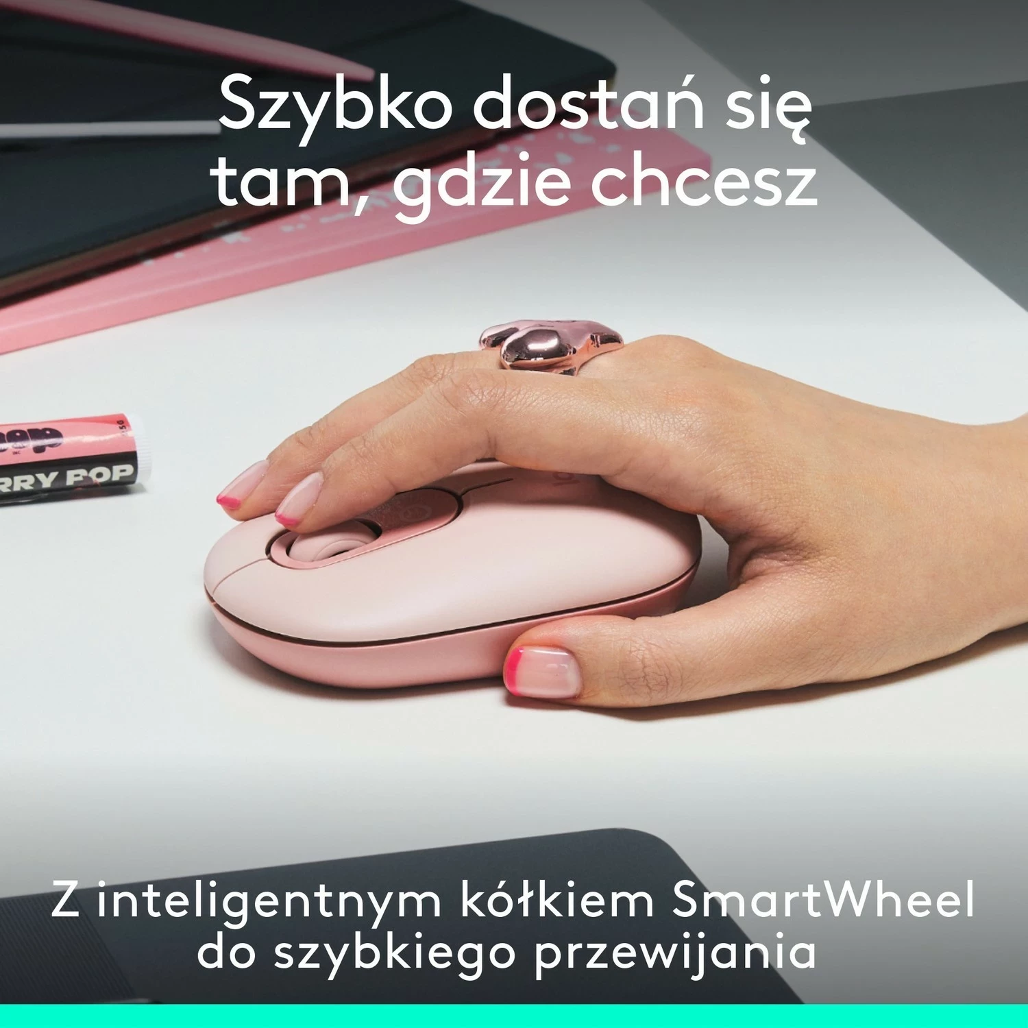Brezžična miška Logitech POP ICON, rožnata
