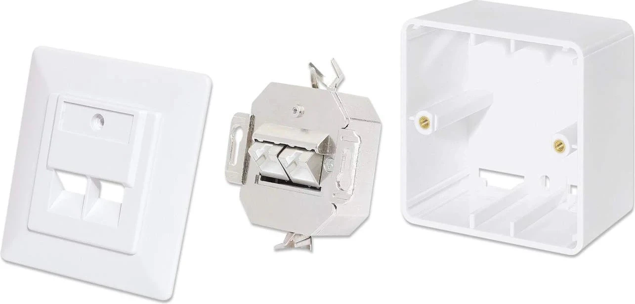 Vtičnica za omrežje Cat6 Intellinet 771900, 2x RJ45 10G, STP, 80x80 mm, bela