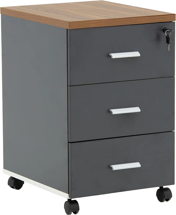 Komoda na kolesih, 3 predali, oreh-antracit, 40x48x63 cm Oscar