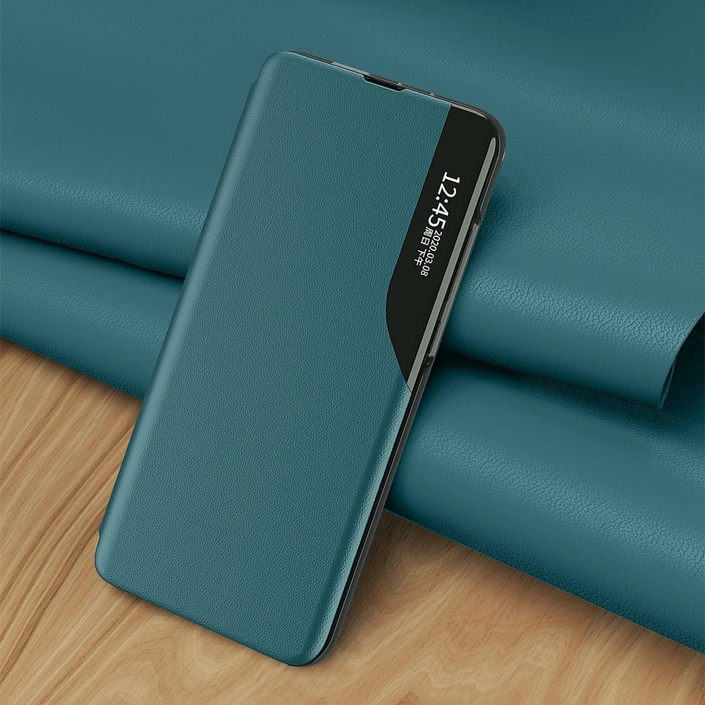 Ovitek za telefon z ovitkom in stojalom Hurtel Eco Leather View Case, za Xiaomi Redmi K40 Pro+, K40 Pro, K40, Poco F3, rdeč