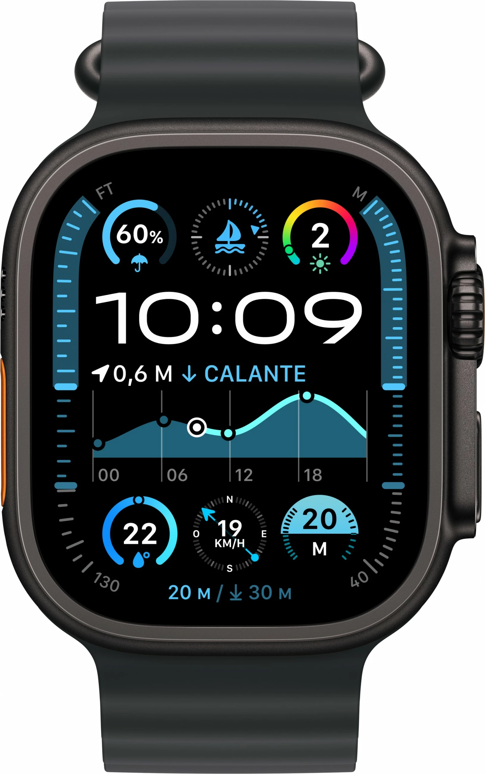 Pametna ura Apple Watch Ultra 2 GPS + Cellular 49mm, 64 GB, črna titanova ohišje, črn Ocean pašček