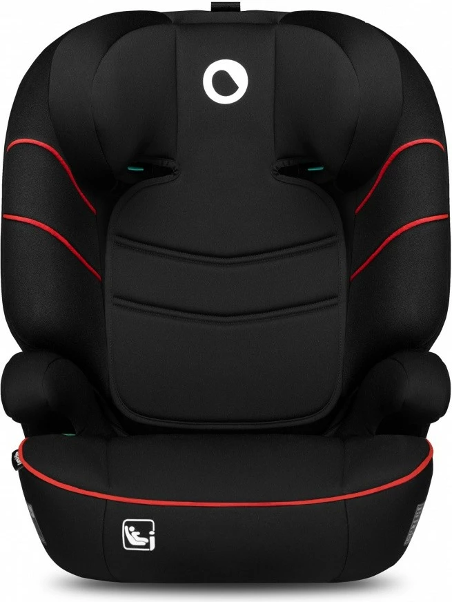 Otroški sedež za avtomobil Lionelo Hugo i-Size, 15–36 kg, črno-rdeč