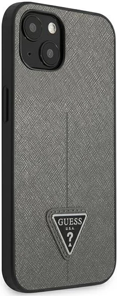 Ovitek za telefon za iPhone 14 6,1, Guess SaffianoTriangle Logo, srebrn
