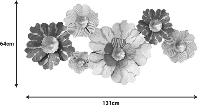 Stenski dekor iz kovine, zlato-bela, 131x64x9.5