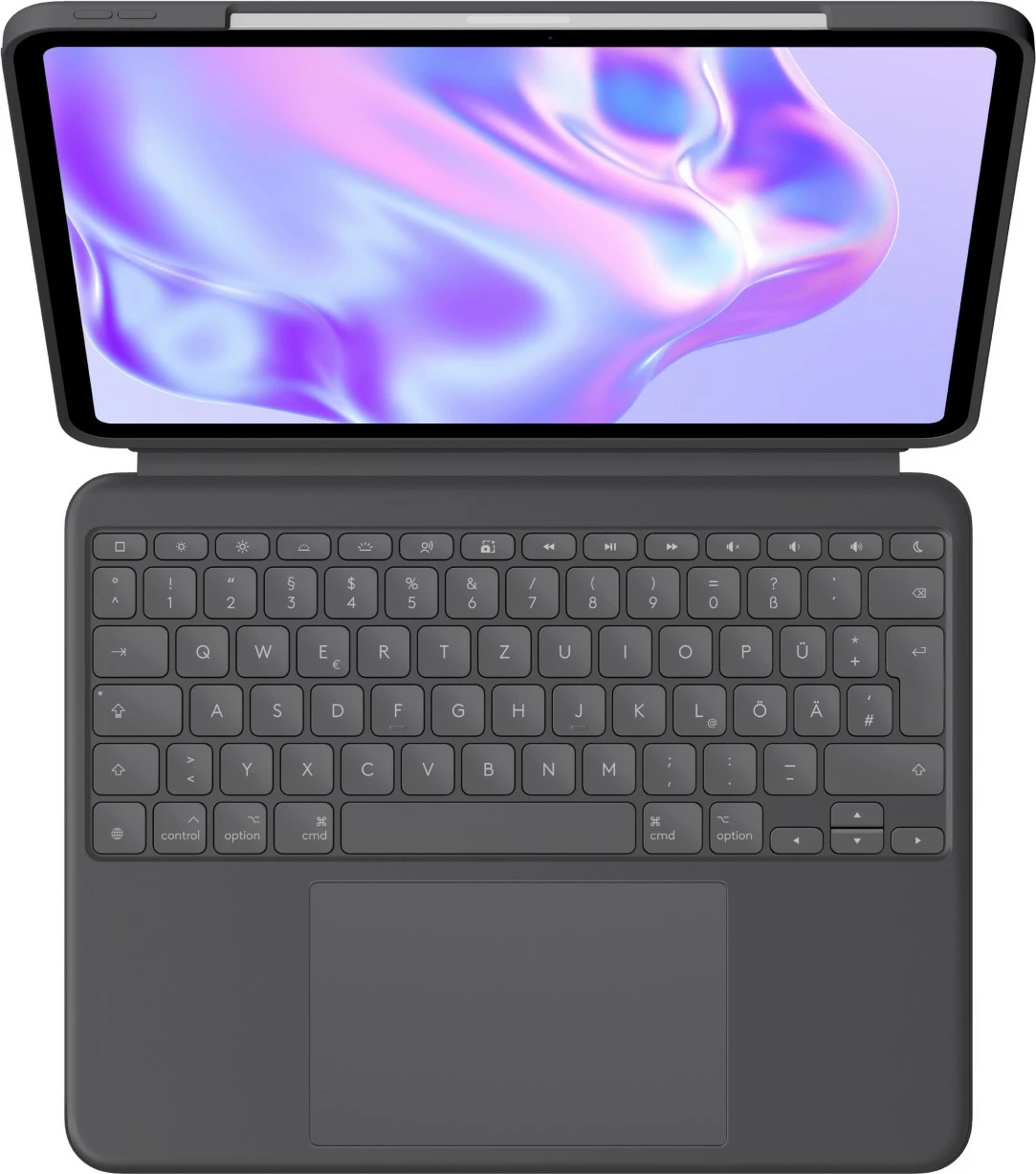 Ovitka s tipkovnico Logitech Combo Touch, QWERTZ, nemška, z dodatnim sledilno ploščico, 1,9 cm, 1 mm, Apple, grafit (DE tipkovnica)