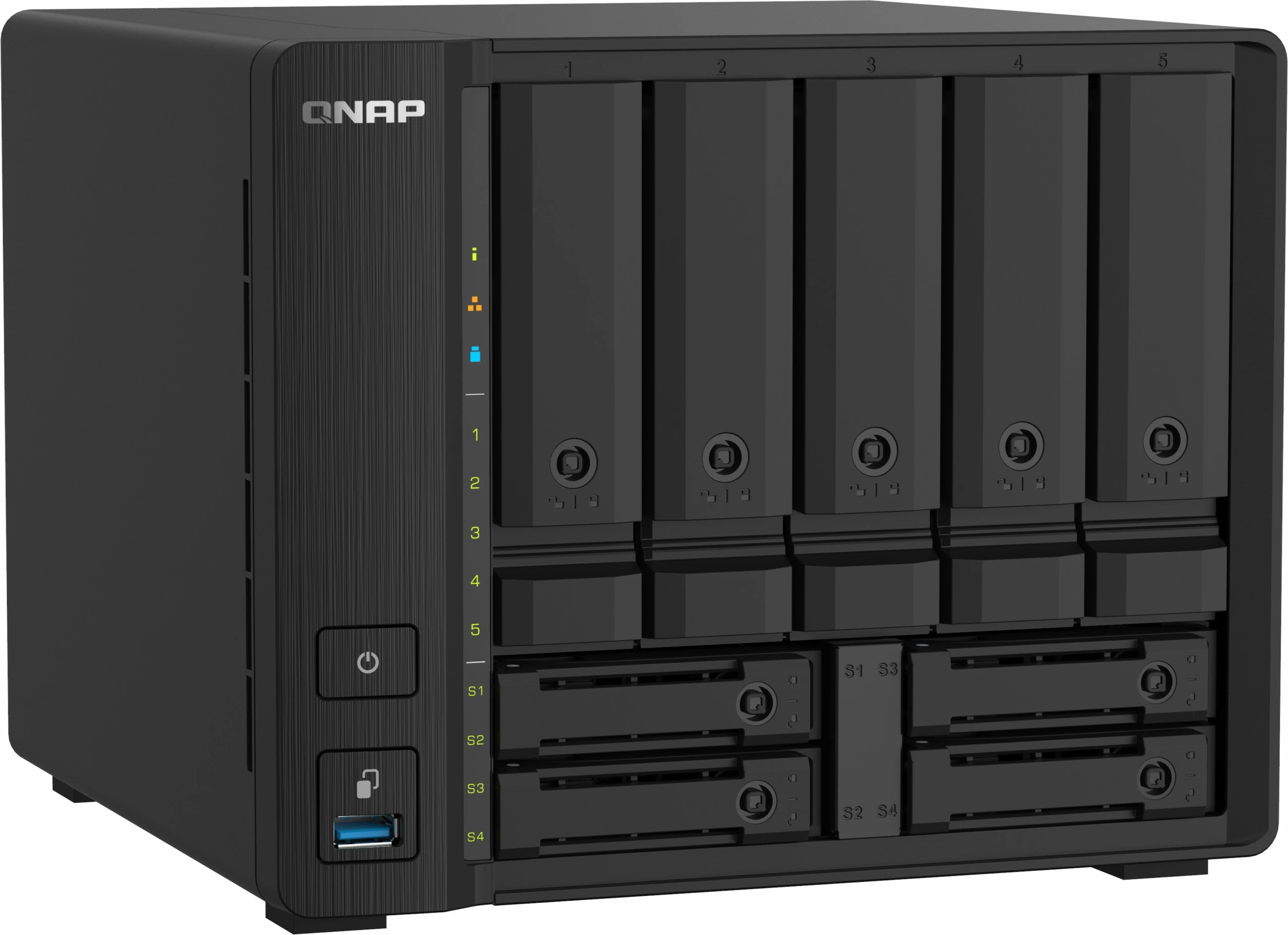 NAS z 9 mesti za diske QNAP TS-932PX-4G, 4GB RAM, 2x10GbE, 2x2.5GbE, črn