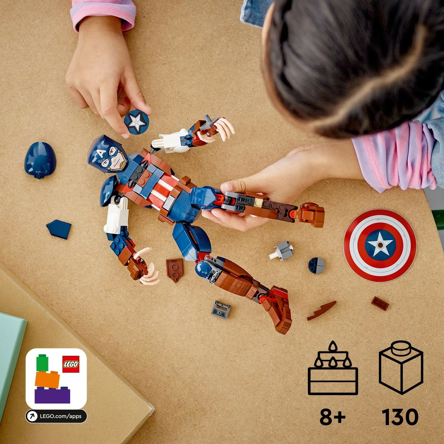 Figura Captain America iz seta LEGO Marvel Super Heroes, 310 kosov, večbarvno
